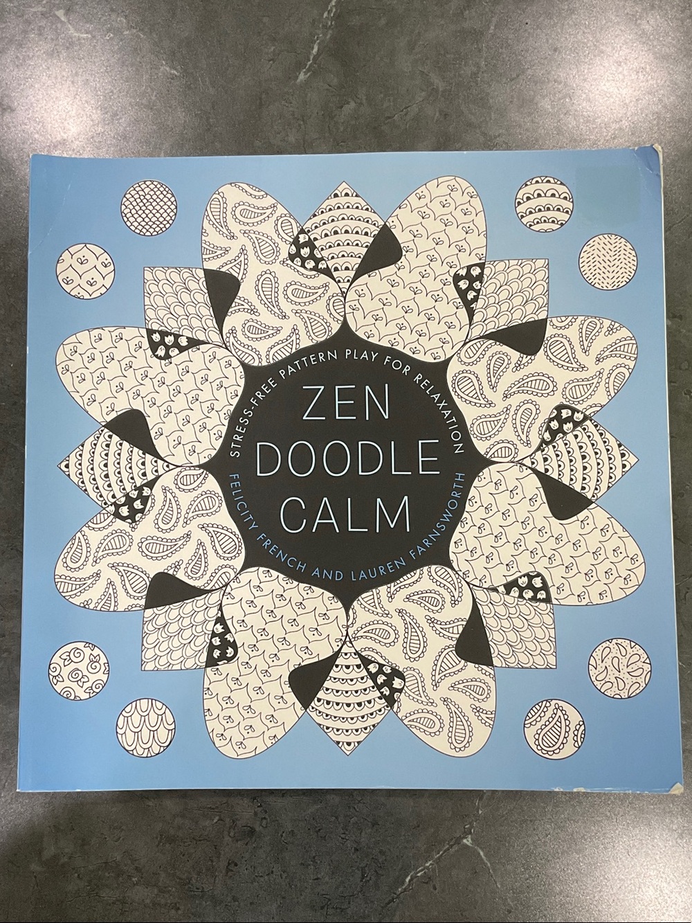Zen Doodle Calm Blue Patterned Coloring Book by